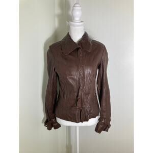 Guess Burgandy 100% Leather Jacket Sz s